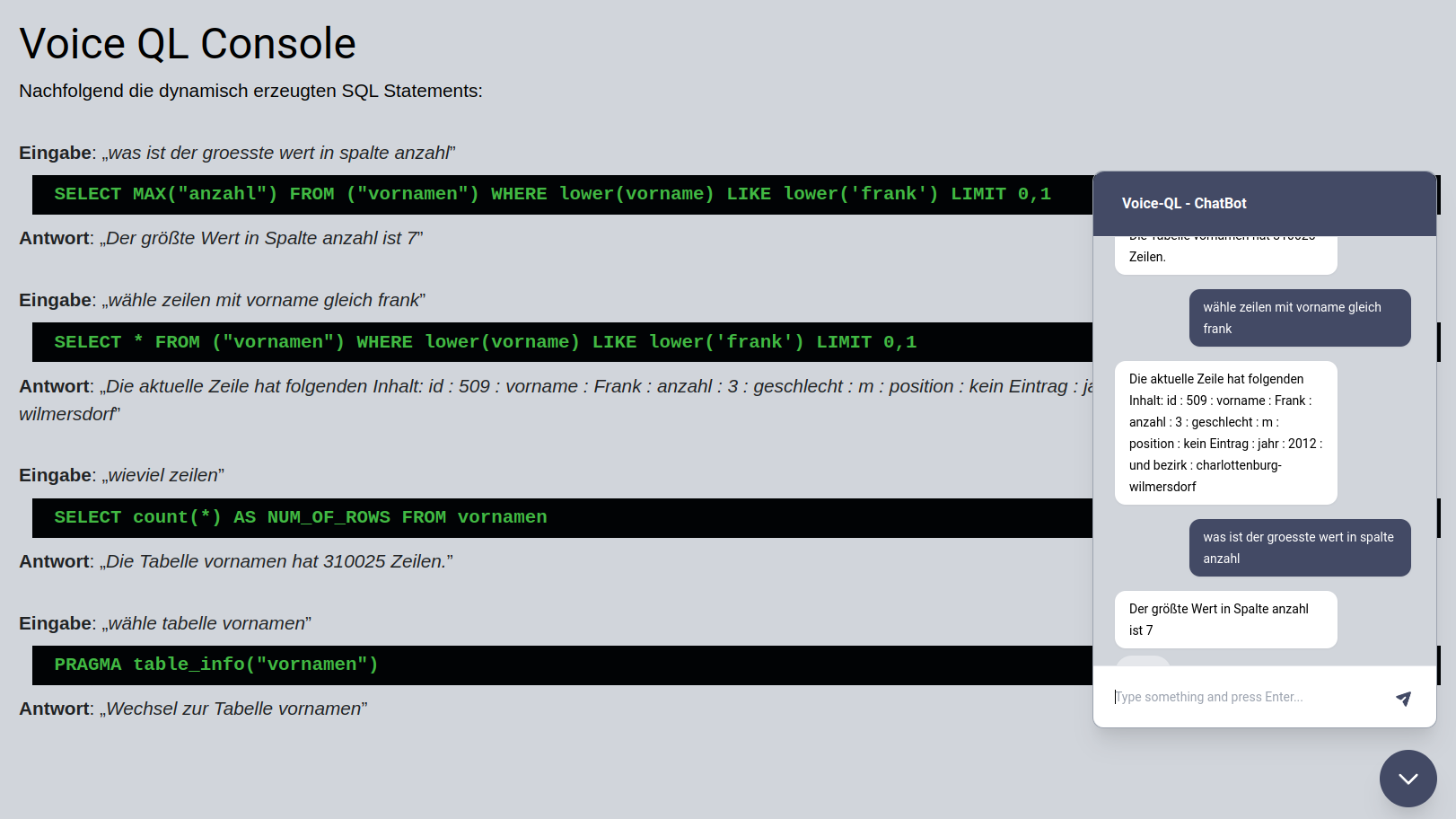 Voice-QL Web Client